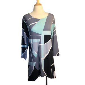 Alfani Geometric Print 3/4 Sleeve Knit Pullover Tunic, Size XL